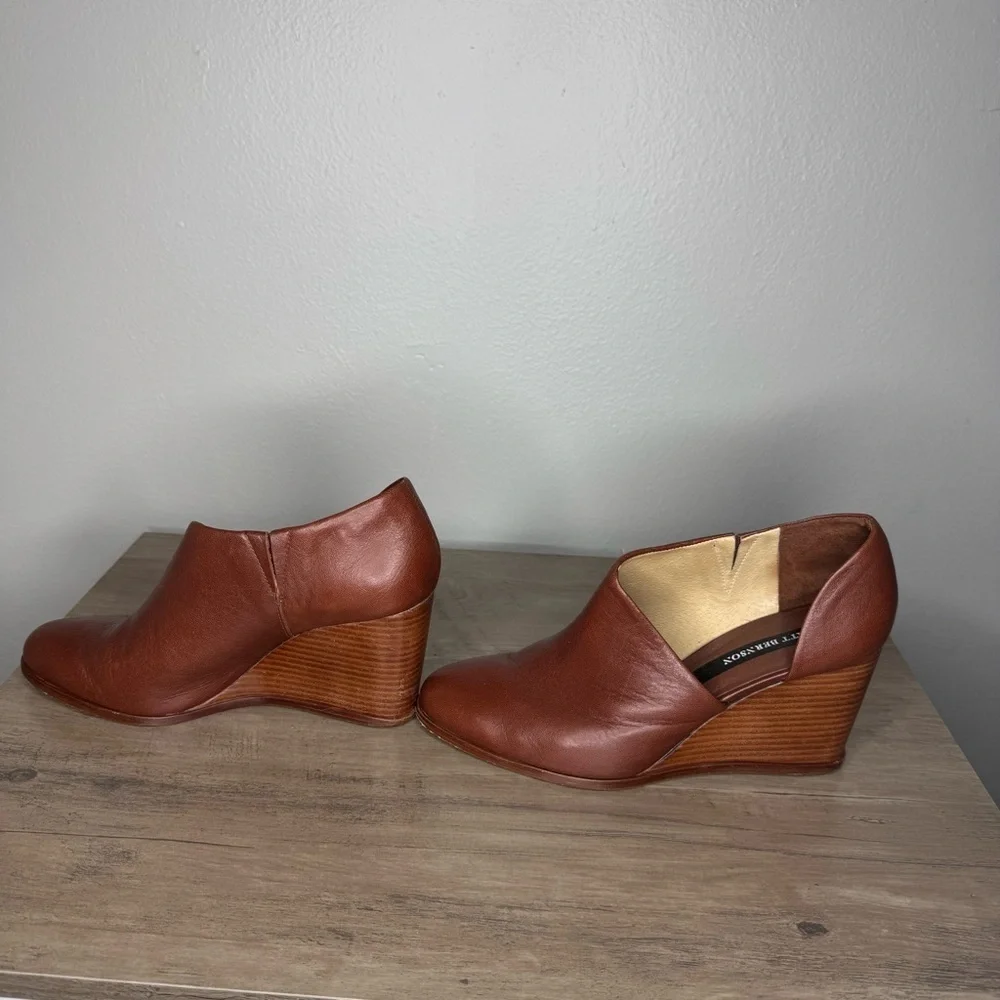 Matt Bernson Leather Half-d'orsay Wedge Bootie in Brown